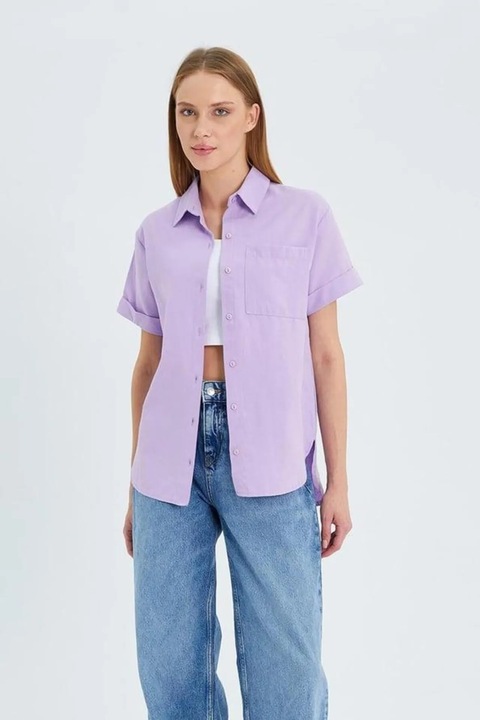 Camasa dama, Mixray, Slim Fit, buzunar, lila, textil