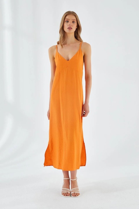 Rochie Midi, Mixray, Portocalie, Textil