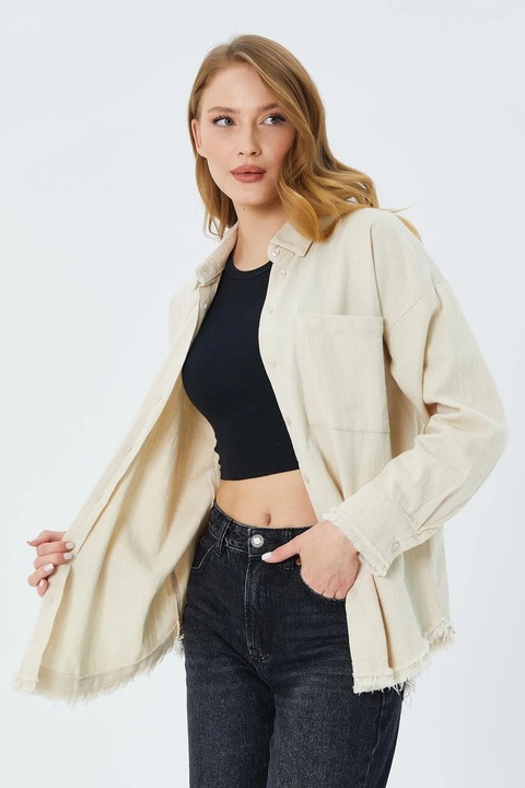 Camasa dama, Mixray, camasa gabardina supradimensionata, bumbac, piatra naturala