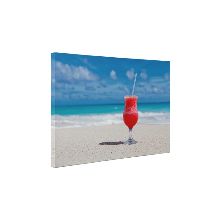 Un cocktail pe plaja - Tablou Canvas - 85x110 cm