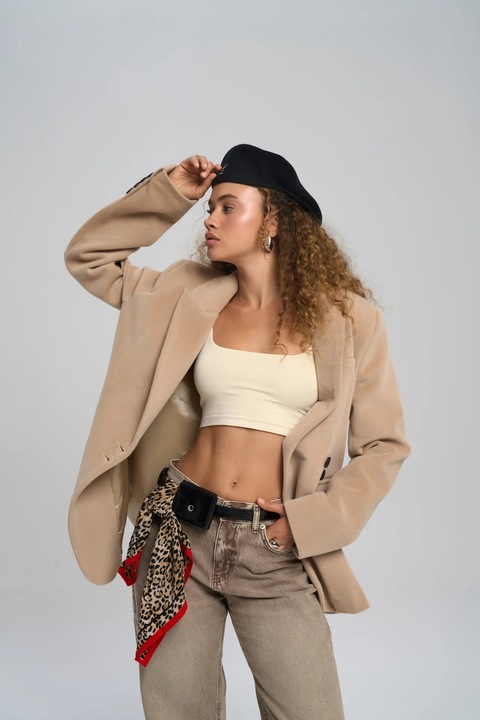 Sacou dama, Mai Collection, Runa Oversize, bej natural, textil