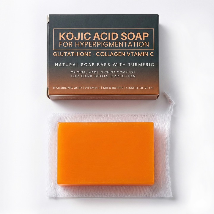 Kojic savas szappan 100g pigmentfoltok, hiperpigmentáció és sötét foltok ellen, bőr- és testvilágosító, habzsákkal együtt