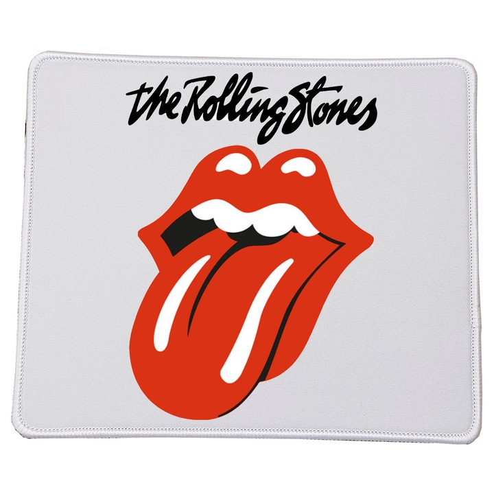 Mousepad Rolling Stones, 23x20cm, suprafata durabila, textura neteda, baza antiderapanta