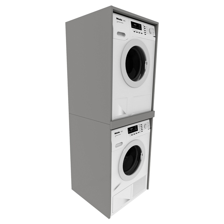 Dulap coloana pentru masina de spalat, MRBLS_HOME, 66x180x51,2 cm, gri mat, design elegant
