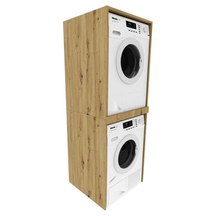 Dulap coloana pentru masina de spalat 66x180x51,2 cm Artisan stejar, design modern, montaj simplu, set organizare baie