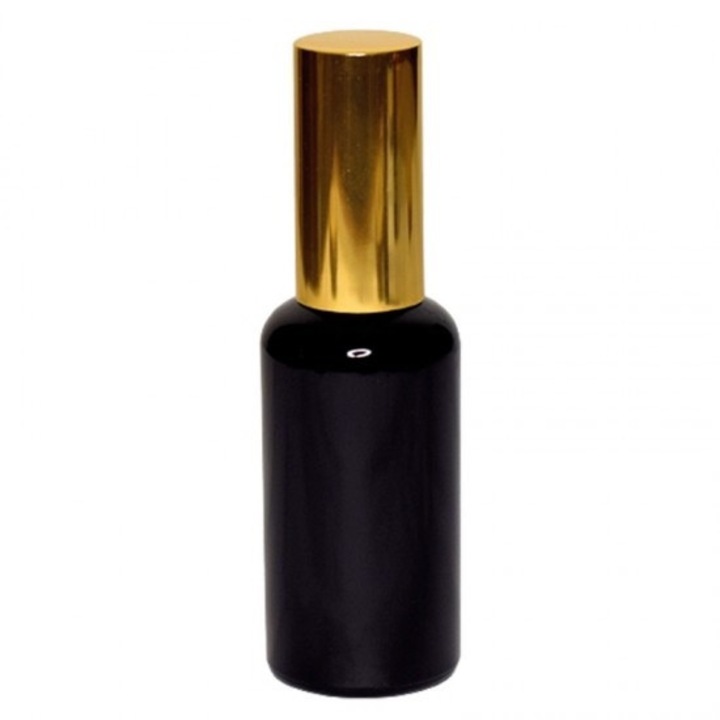 Sticla neagra cu pompa pulverizatoare, pompa pulverizatoare GL18 aurie, 50ml