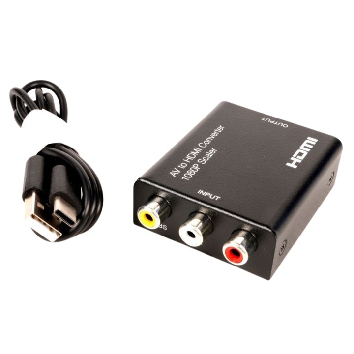 Adaptor profesional e-SWC Supreme®, 3 x RCA AV-mama / HDMI-mama, negru