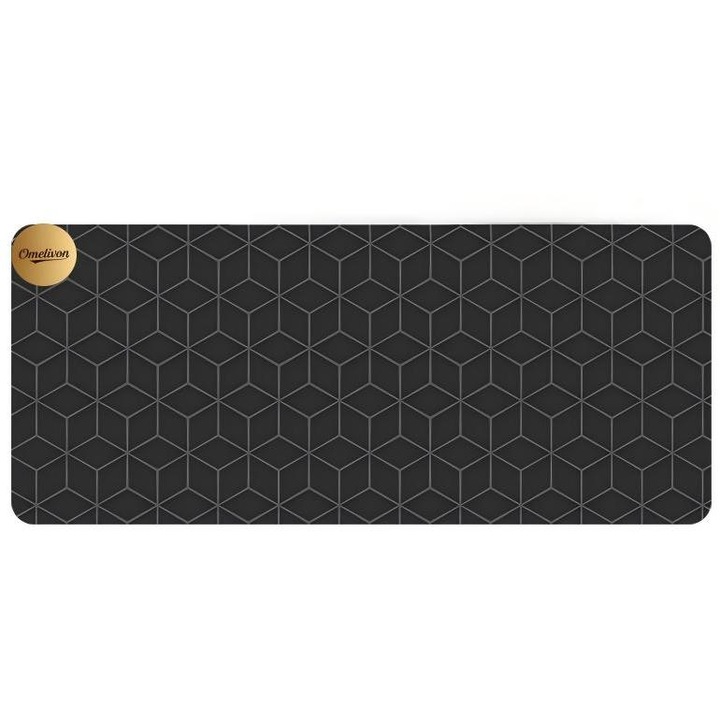 Mousepad mare XL, Omelivon, impermeabil, anti-alunecare, 80x30cm, negru