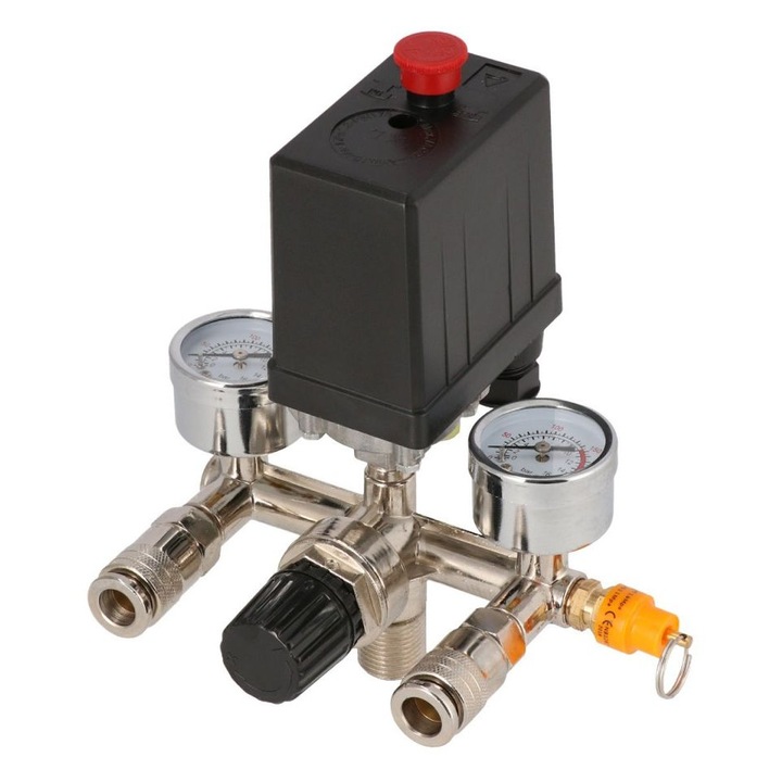 Комплект аксесоари за компресори Airpress, 6-90L, 2 конектора, 2 манометъра, 10 BAR