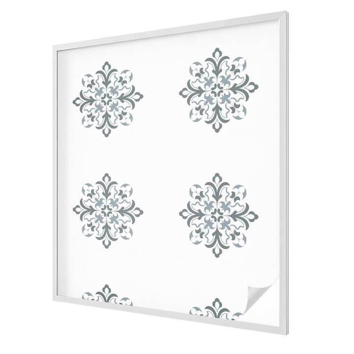 Folie geam vitraliu, Tulup, Ornament clasic in simetrie armonioasa, Vitraliu Autoadeziv, 100x116 cm, Ideal Pentru Decor Interior, 010450850050000282999