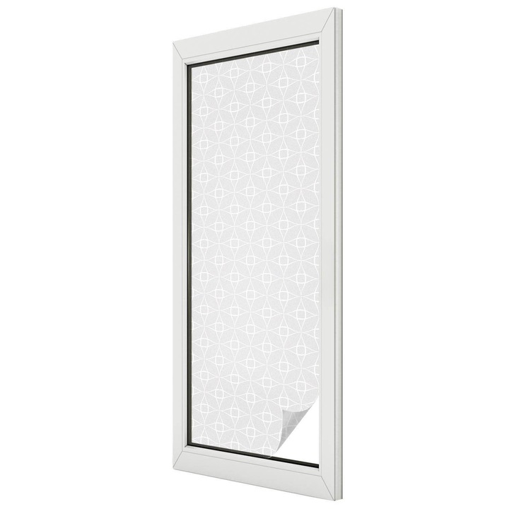 Folie geam vitraliu, Tulup, Model geometric repetitiv, discret, Vitraliu Autoadeziv, 50x146 cm, Ideal Pentru Decor Interior, 010450850070000033444