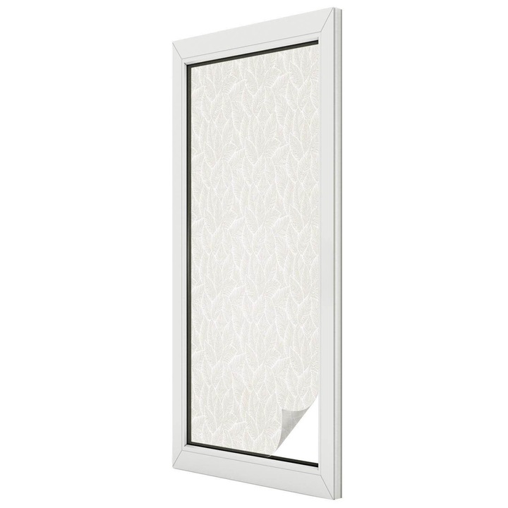 Folie geam vitraliu, Tulup, Frunze delicate in nuante neutre, Vitraliu Autoadeziv, 50x146 cm, Ideal Pentru Decor Interior, 010450850070000033509