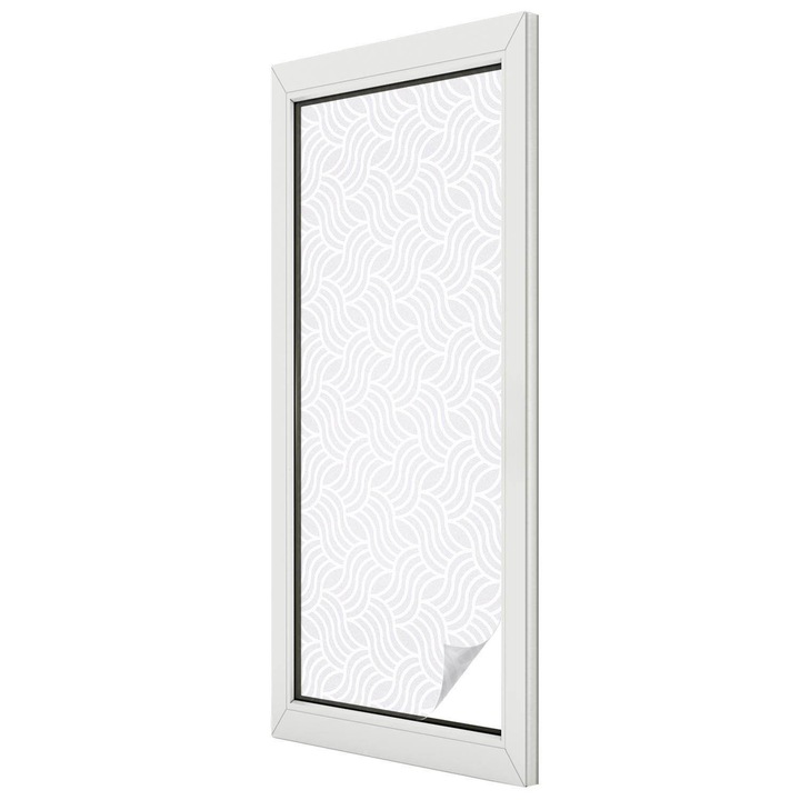 Autocolant Pentru Geam si Folie Decorativa Autoadeziva, Tulup, Unde geometrice de relaxare, Protectie Solara si Intimitate, 50x146 cm, Ideal Pentru Decor Interior, 010450850070000283213