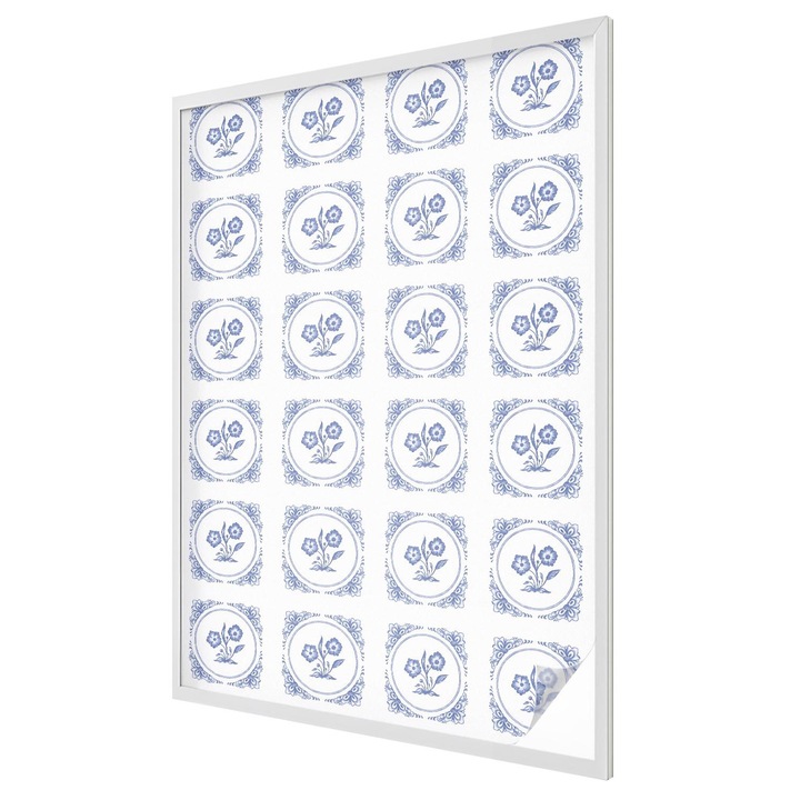 Folie geam vitraliu, Tulup, Ornament floral clasic, Protectie Solara si Intimitate, 100x146 cm, Ideal Pentru Decor Interior, 010450850080000283214