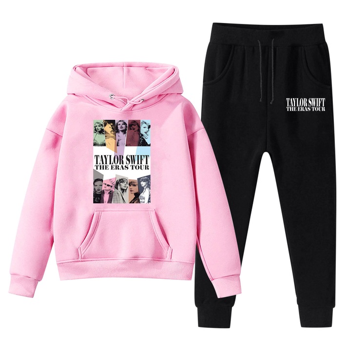 Комплект за тренировка за деца Taylor Swift The Eras Tour, Розово поларено худи