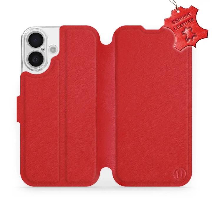 Tok, Mobiwear - Leather - L_RDS kompatibilis iPhone 16, Piros