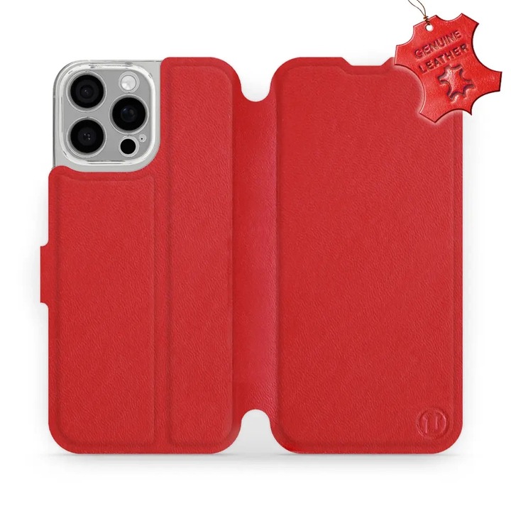 Tok, Mobiwear - Leather - L_RDS kompatibilis iPhone 16 Pro Max, Piros