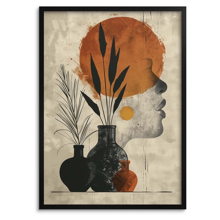 Tablou cu rama, Naklejkomania, design minimalist, 70x100cm, culoare bej