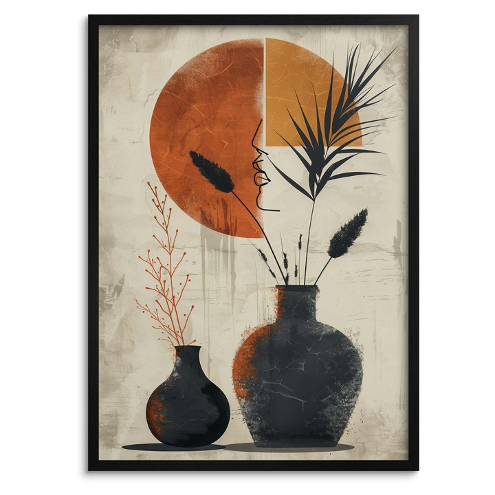 Tablou decorativ, Naklejkomania, femeie, 70x100cm, rama neagra din aluminiu, design modern