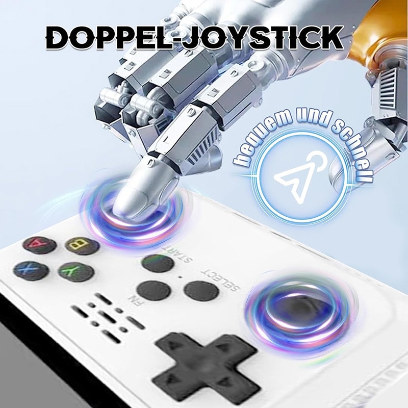 Consola portabila Omelivon R36S, 3,5 inch, alb, 64GB, 20.000 jocuri