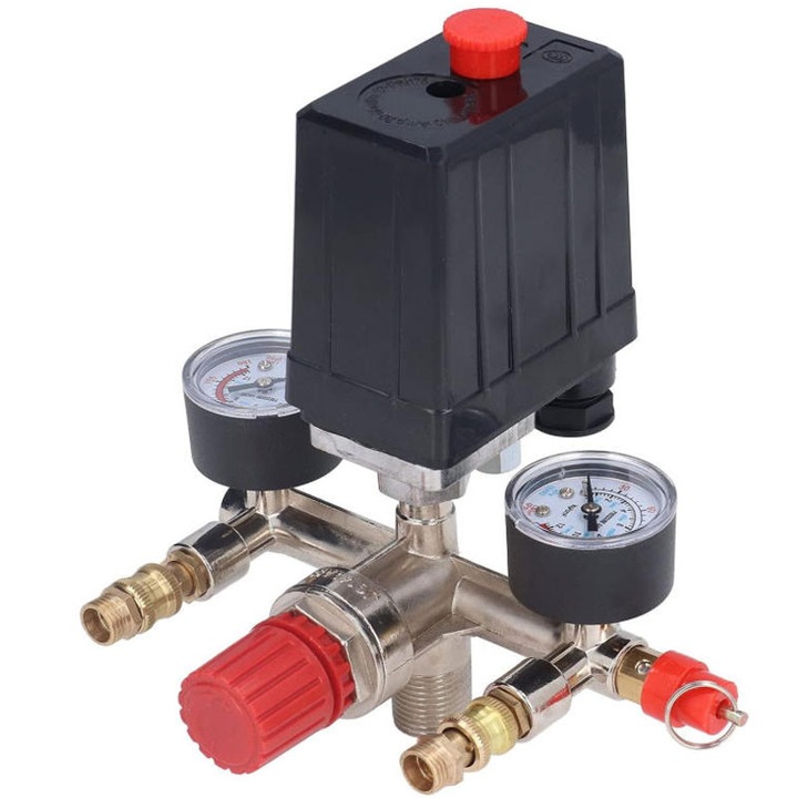 Kit presostat pentru compresoare, Rqiurpn, 220 V, 12 bar presiune maxima, Aluminiu