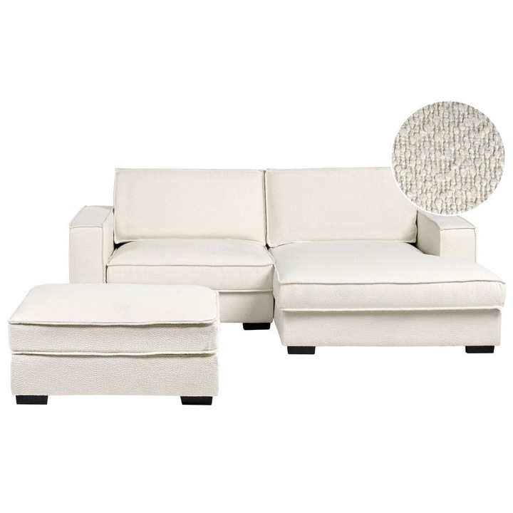 Coltar Kolding Boucle Bej deschis cu otoman Stanga