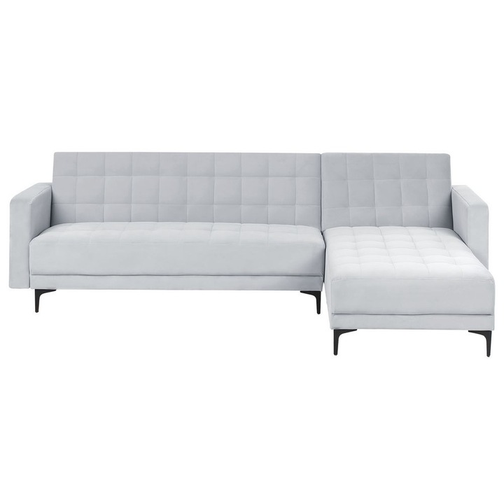 Coltar extensibil modular cu 4 locuri Aberdeen Catifea Gri deschis Stanga