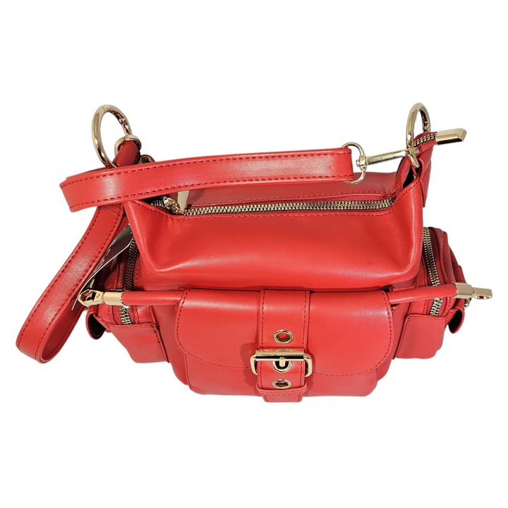 Geanta Crossbody Red Utility, Piele Ecologica, 29x22x13 cm, Bareta Reglabila, EGO Manchester