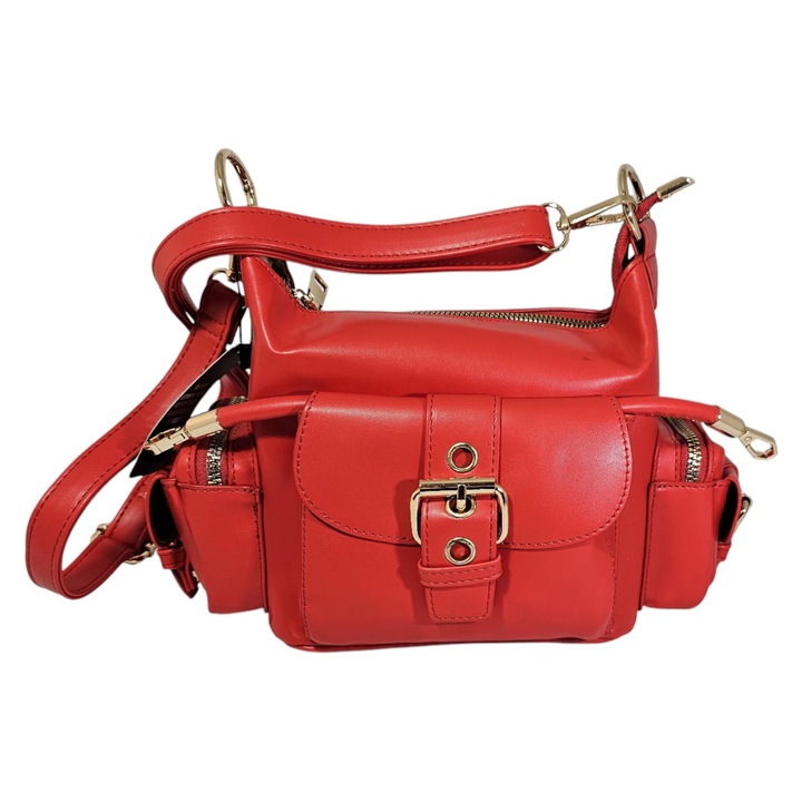 Geanta Crossbody Red Utility, Piele Ecologica, 29x22x13 cm, Bareta Reglabila, EGO Manchester