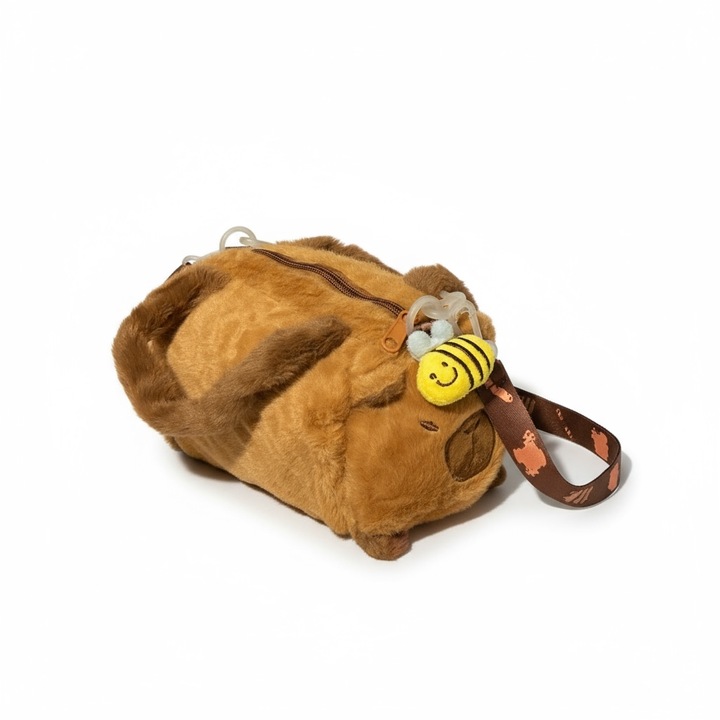 Плюшена чантичка, Капибара, Capybara, с удобна къса и дълга презрамка, 25 см