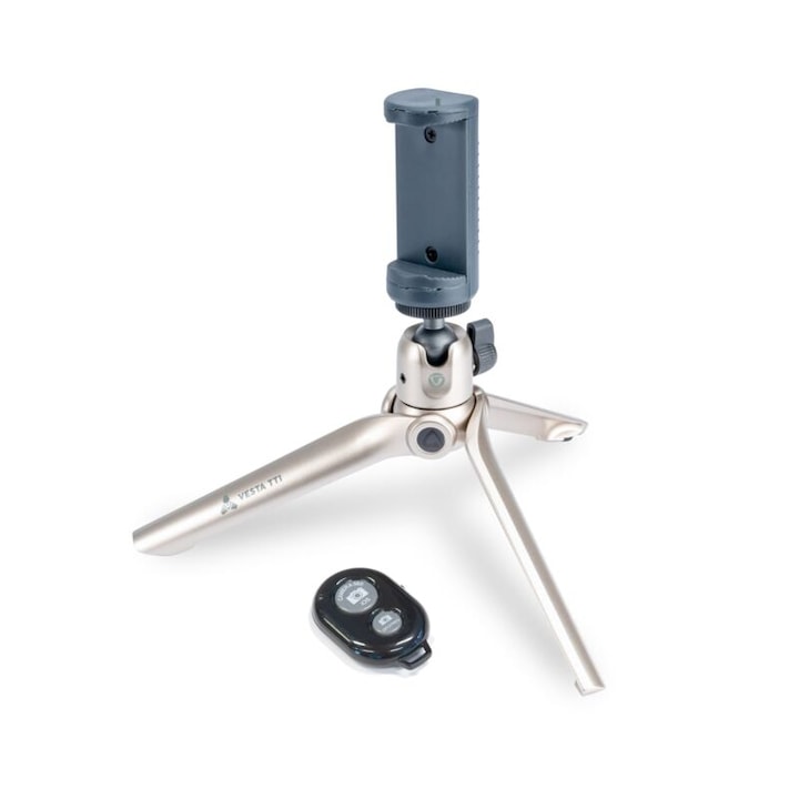 Trepied Vanguard Vesta TT1 CHAM, mini-tripod pentru camera si mobil, culoare neagra, dimensiuni compacte