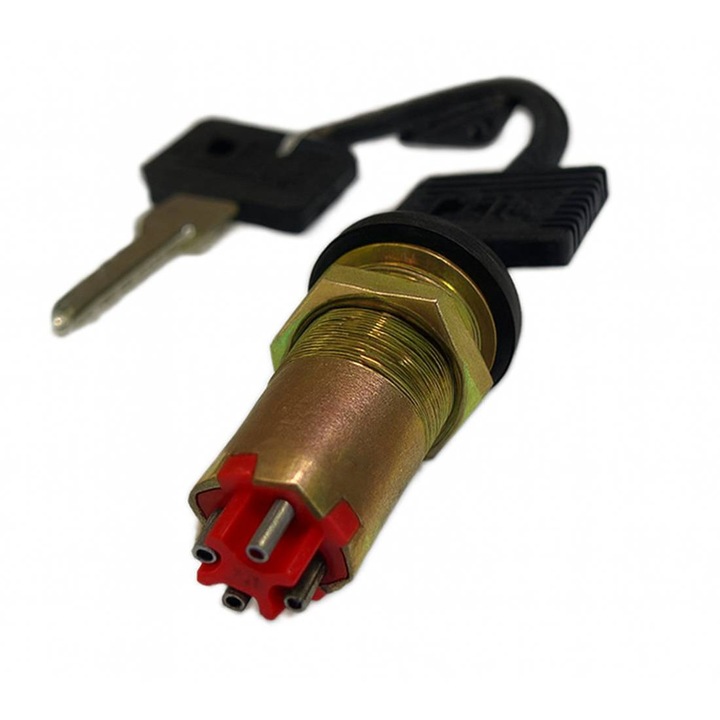 Kulcs 9216, Forgó, 4 tűs, 3 állású, Kulcsos kapcsoló, 250VAC, 10A, Ф19mm, DPST