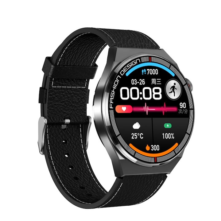 Smartwatch VIVA™ PINK IdealStore Full HD, Ecran de 1.28 Inch cu rezolutie 240x240, Monitorizare tensiune arteriala si frecventa cardiaca, Rezistent la apa IP67, Preluare apeluri si mesaje Bluetooth, Mod multi-sport, Sistem de operare Android sau IOS