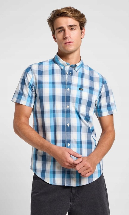 Camasa barbati, Lee, Orion, bumbac, albastru, maneca scurta, regular fit