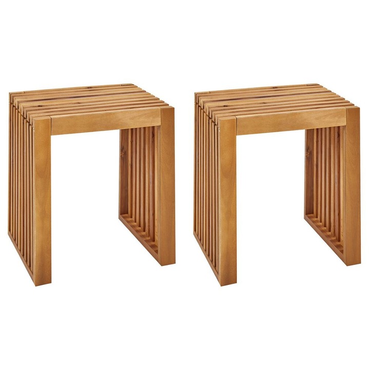 Set de 2 tabureti de gradina Beliani Lemn de acacia Maro 45x35cm