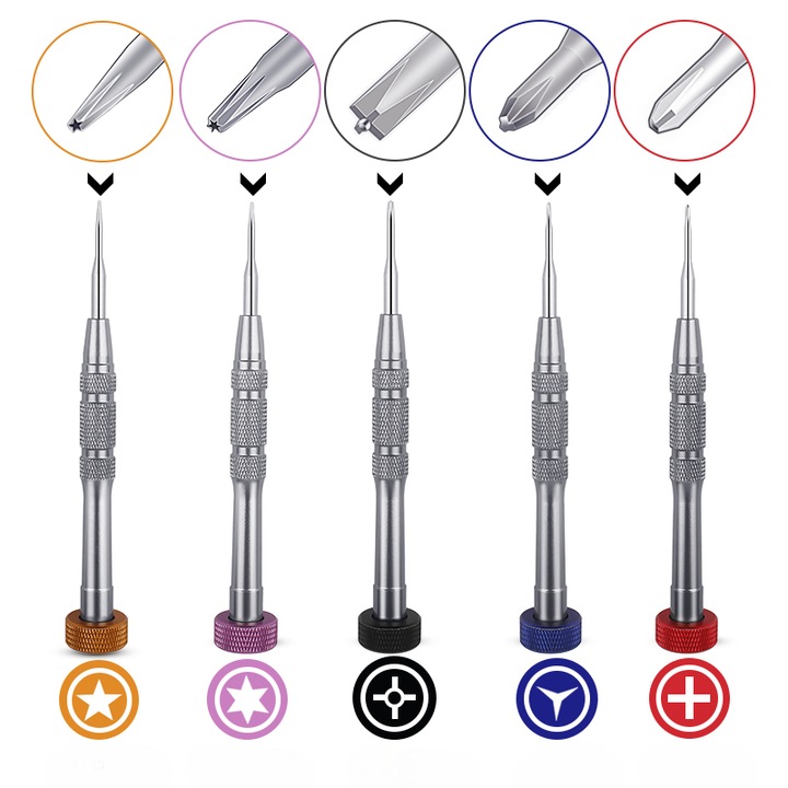 Метална отвертка, мултифункционална 5-в-1, магнитна поставка за накрайници, противоплъзгаща