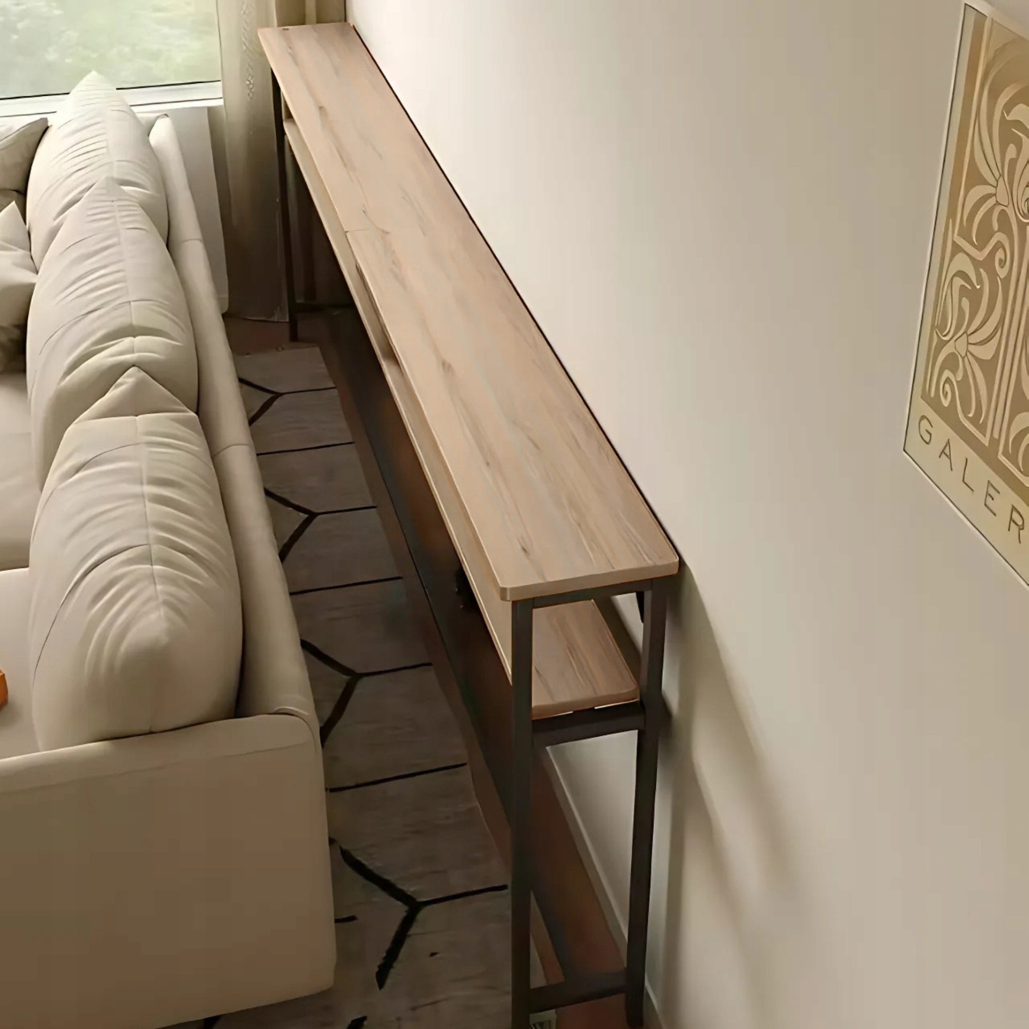 Consola Cu Doua Niveluri De Rafturi, Homedesign, Cadru Metalic Stabil ...