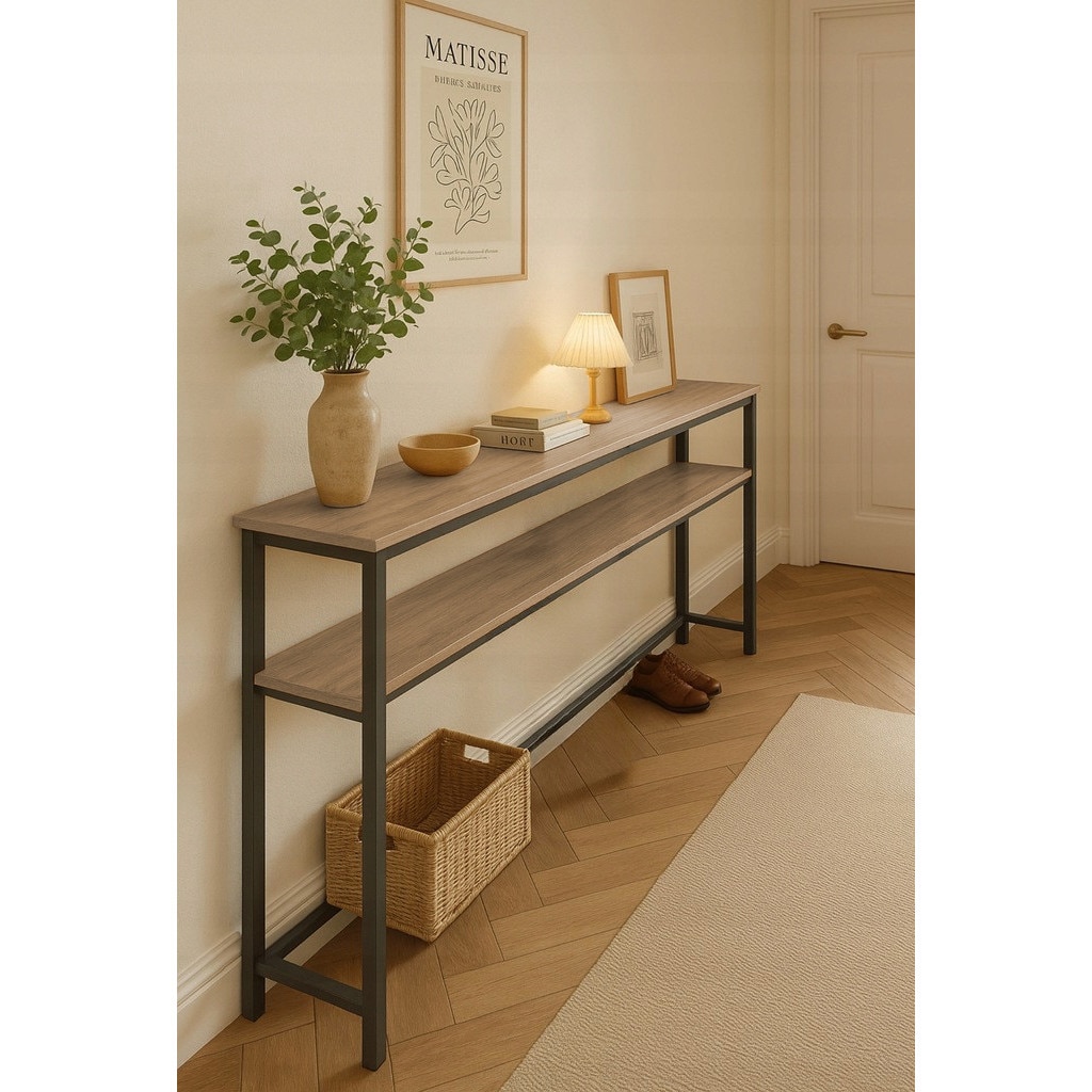 Consola Cu Doua Niveluri De Rafturi, Homedesign, Cadru Metalic Stabil ...