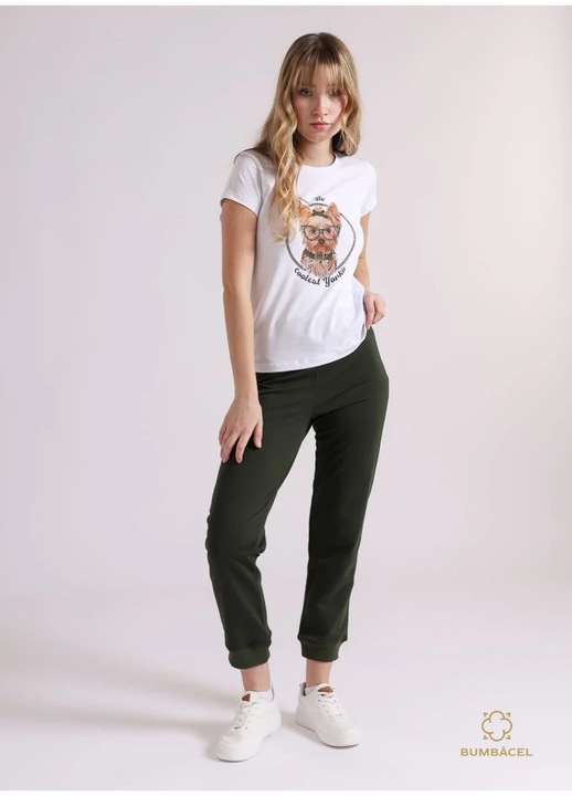 Pantaloni de trening, din bumbac, cu manseta elastica, pentru dame