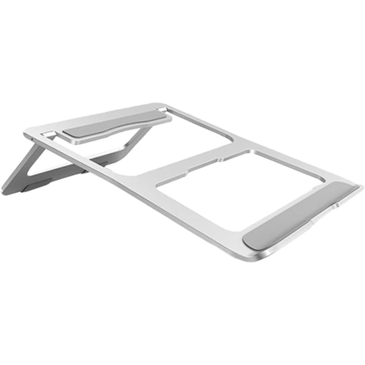 Suport de racire pentru laptop, cu ridicare pe birou, cu suport suspendat din aliaj de aluminiu - Argintiu