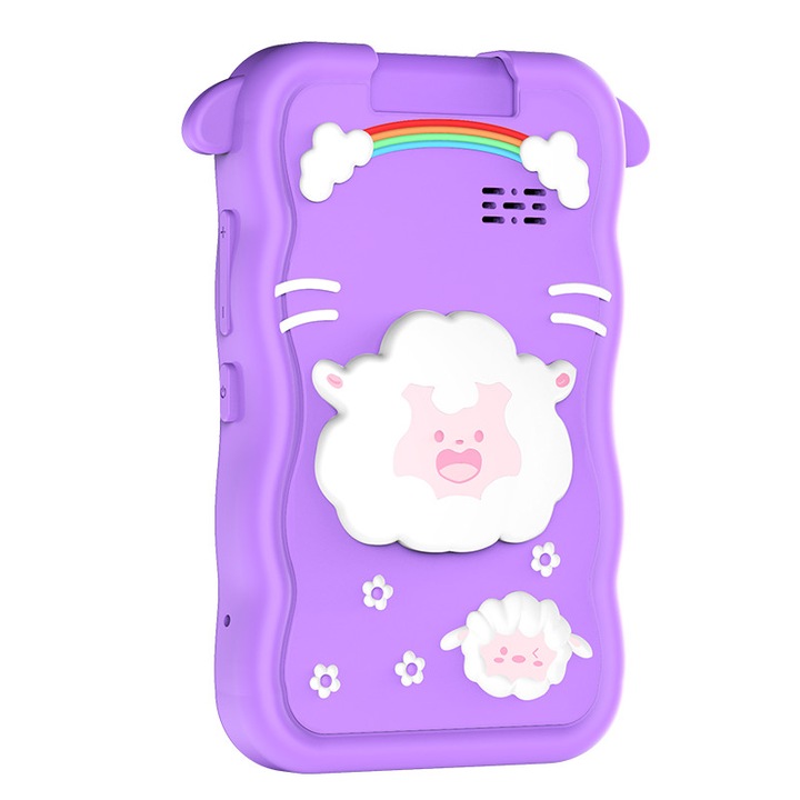 Telefon inteligent pentru copii ZYTEQ®, 2.8 inch, husa de silicon anti-alunecare, jocuri, inregistrare, fotografiere HD 1080P, video, muzica, alarma, calculator, baterie de mare capacitate, educational, incarcare USB-C, slot card TF, mov