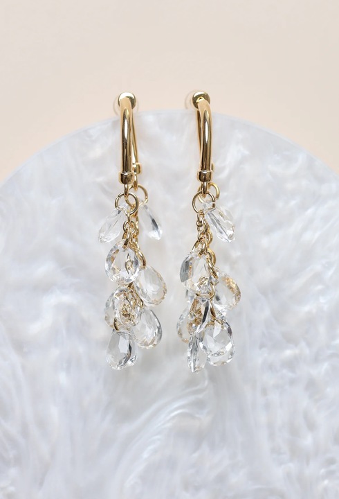 Cercei placati cu aur si cristale Aether Drops