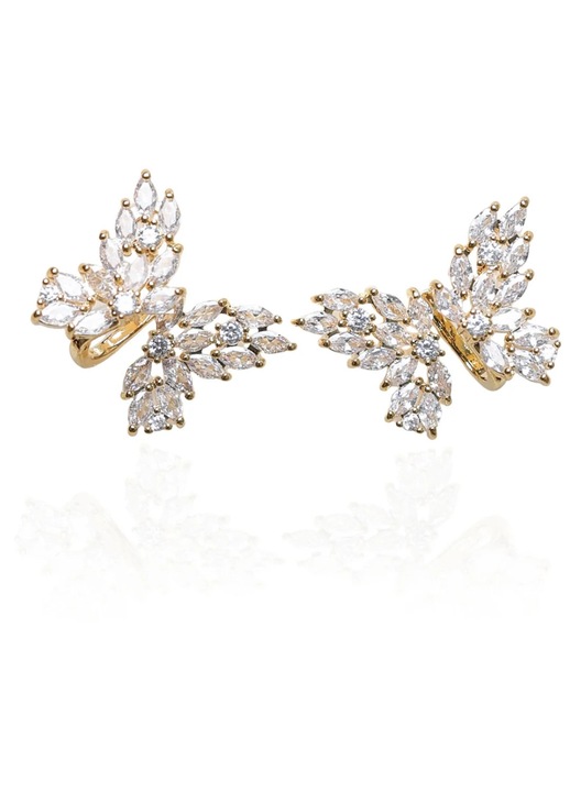 Cercei placati cu aur si cubic zirconia Aurora Wings