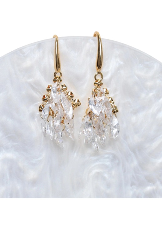 Cercei placati cu aur si cristale Flight of Light