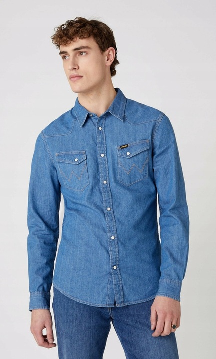 Férfi ing, Wrangler, Slim Fit, Kék, Pamut