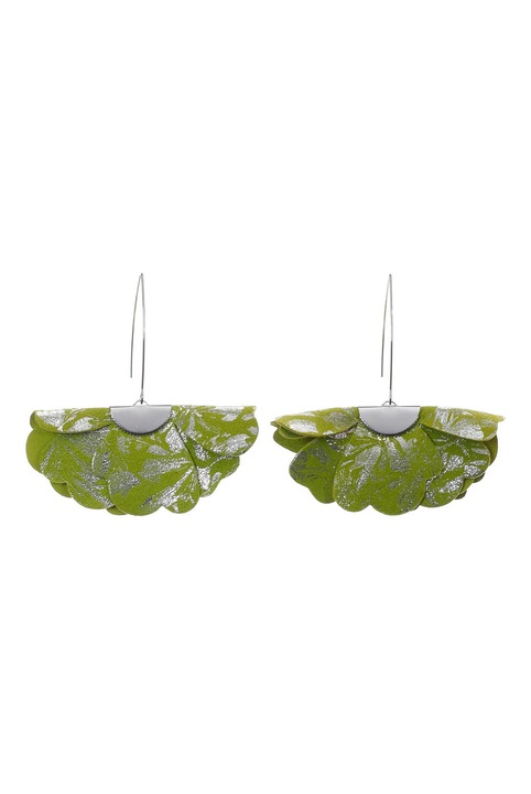 Cercei Floare mica - Verde cu print floral, HAIART