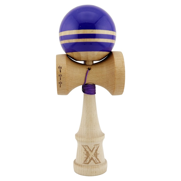 Kendama X Rainbow Original, Professzionális, Fitilomania, Big Cups V2, Super Sticky nagy kupákkal, fém csapággyal, 18 cm fa, 55 cm zsinór, lila/barna
