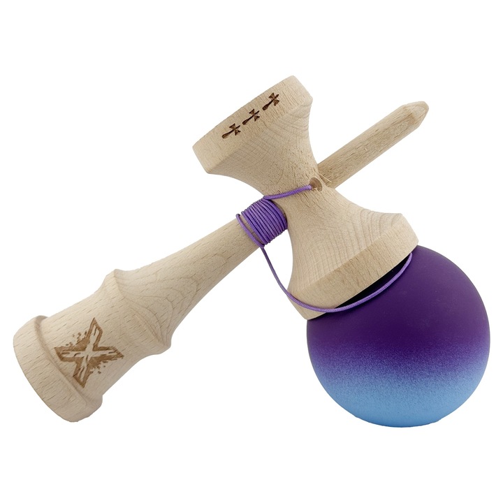 Dali Big Cups V2 professzionális kendama, nagy csészék, fémcsapágy, lila/kék, 55 cm-es zsinór