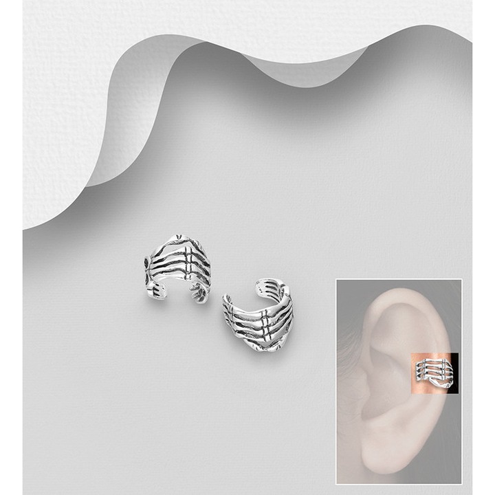 Cercei ear cuff argint model schelet