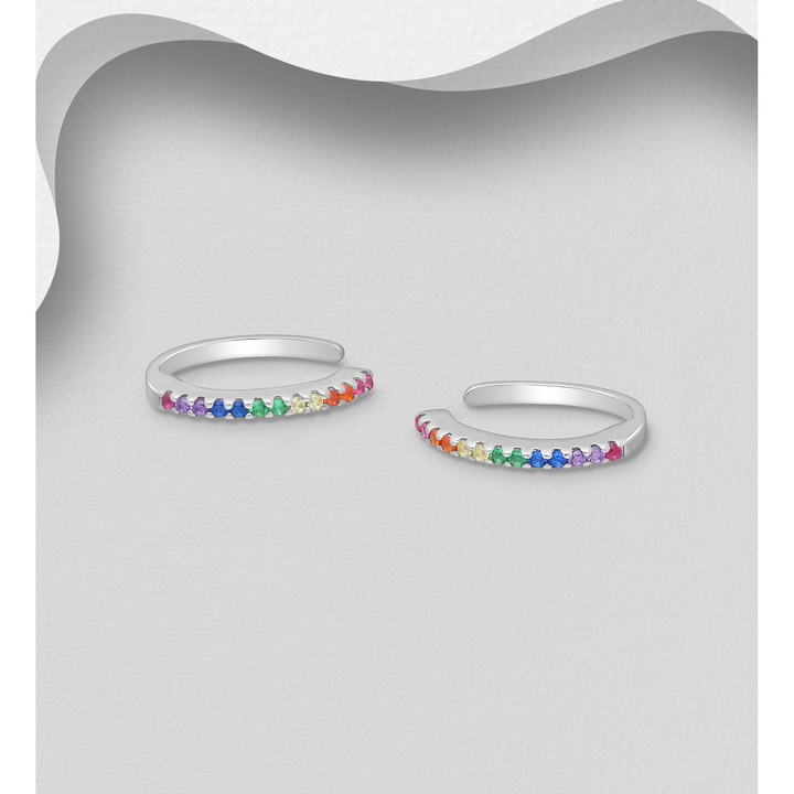 Cercei ear cuffs din argint cu cristale colorate